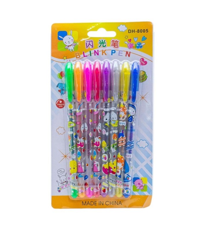 Bolígrafo flúor 8 piezas