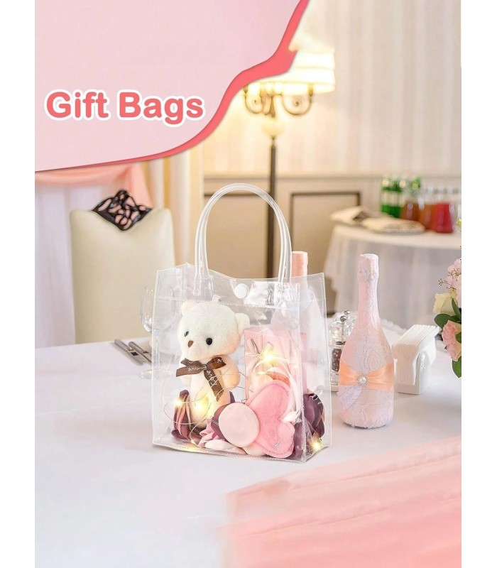 Bolsa transparente con boton 20x20x8cm