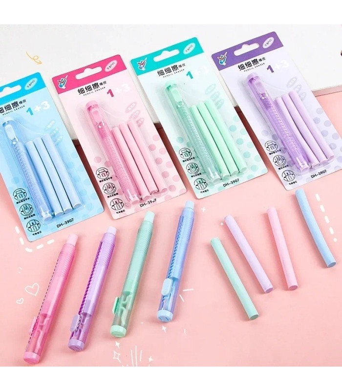 Borrador retráctil con repuesto 3 piezas