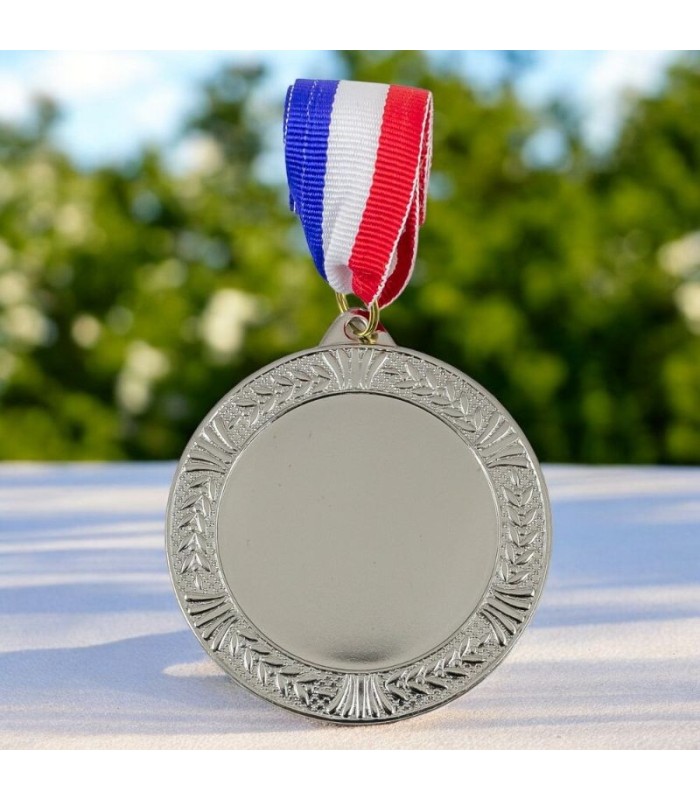 MEDALLA METALICA HOJA PLATA