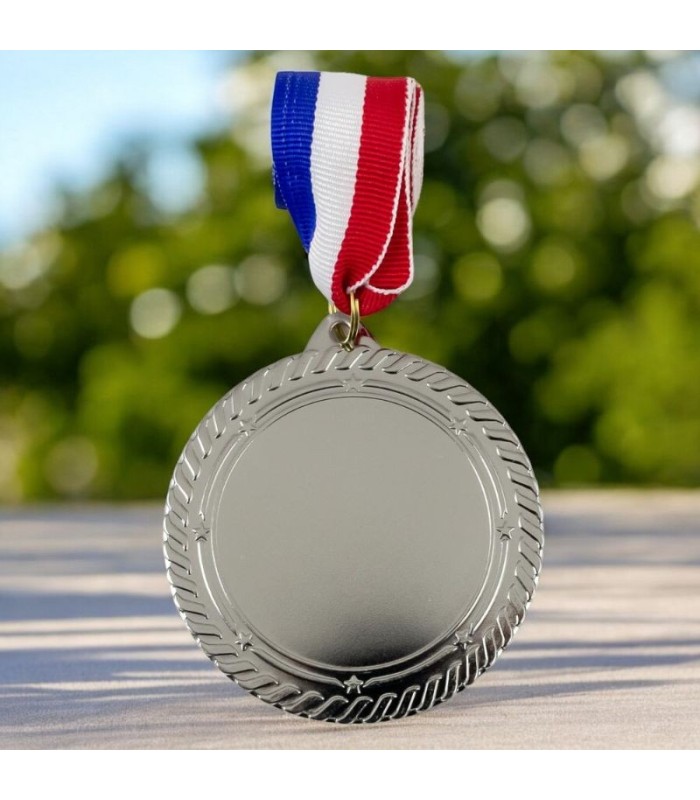 MEDALLA METALICA ESTRELLA PLATA