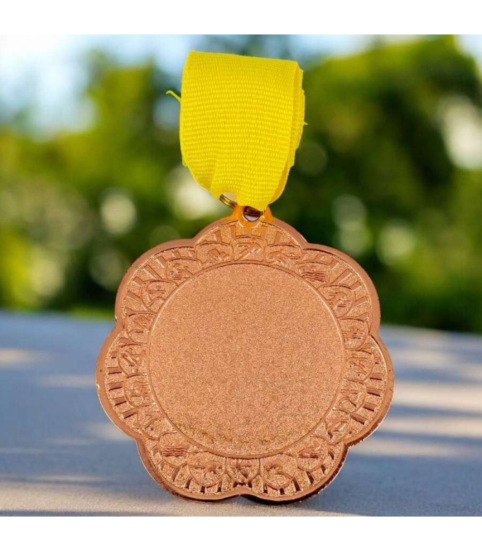 Medalla metalica BRONCE flor 7cm