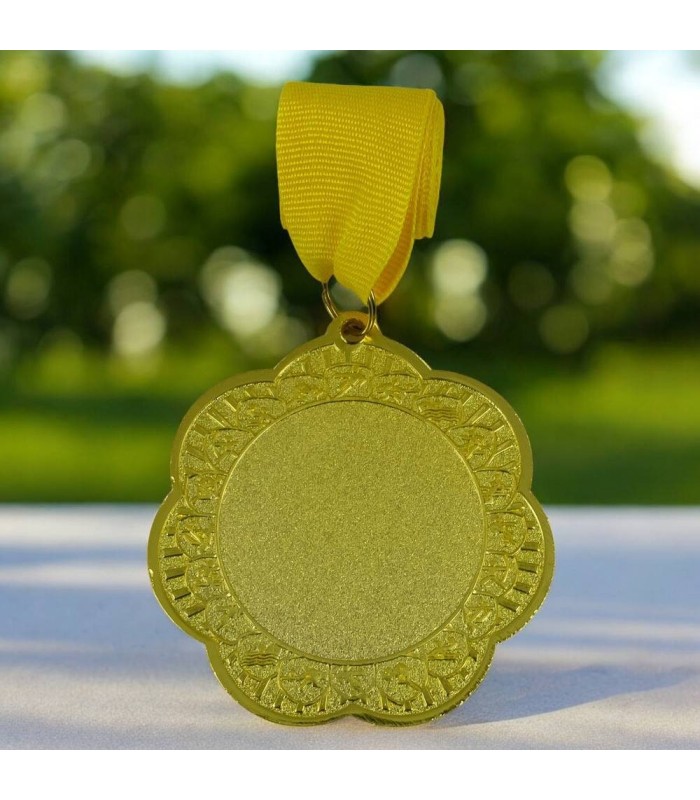 Medalla metalica ORO flor 7cm