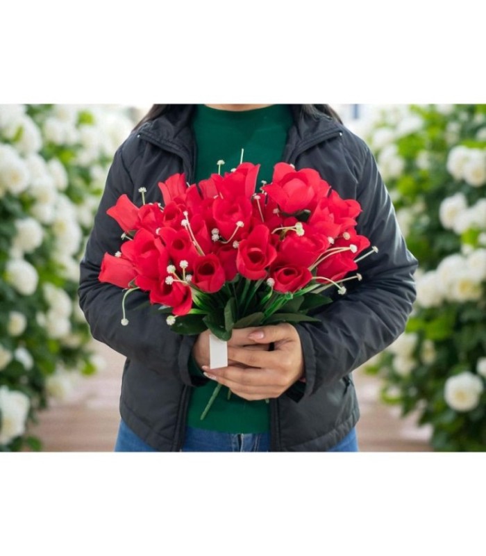 Flor rosa 7 cabeza 38cm