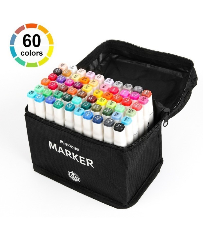 Marcador + pincel marker con estuche MOBEE 60pc