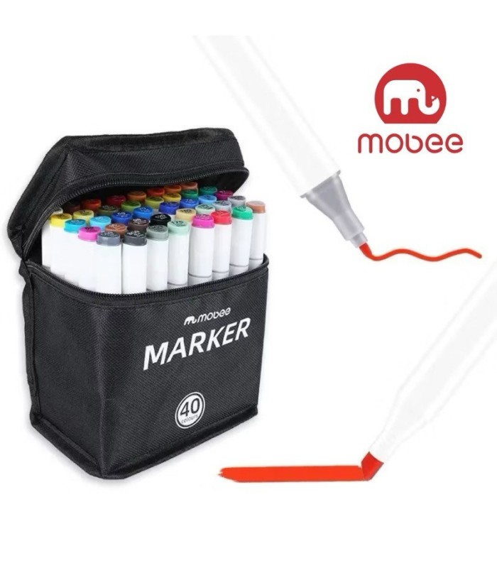 Marcador + pincel con estuche mobee 40 colores