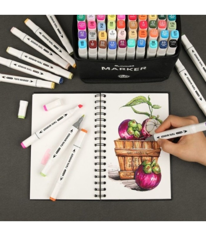 Marcador + pincel con estuche mobee 40 colores