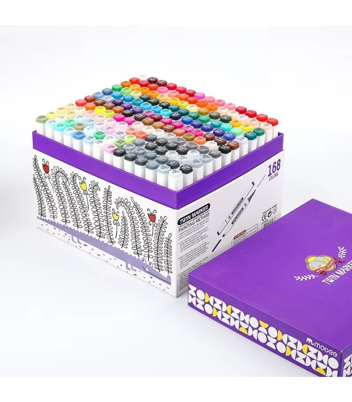 Marcador + pincel con caja MOBEE 168PC twin marker