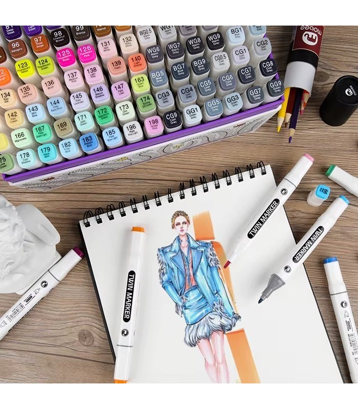 Marcador + pincel con caja MOBEE 168PC twin marker