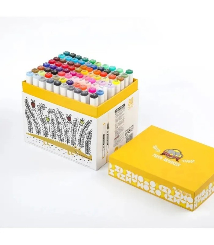 Marcador + Pincel con caja MOBEE 80pc twin marker