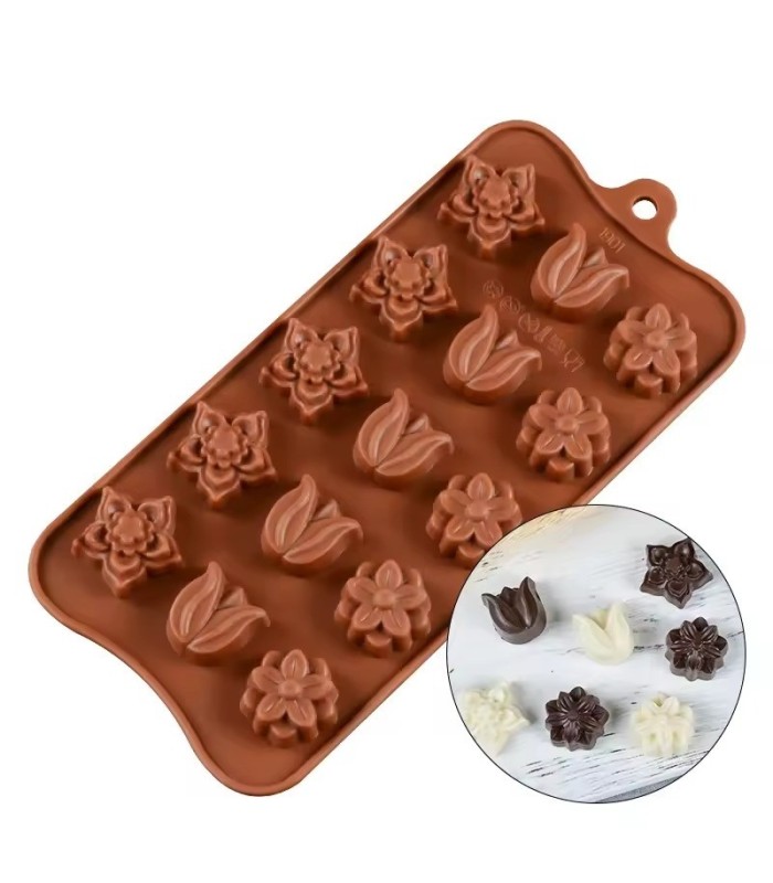 MOLDE DE SILICONA MINI FLORES  21x10.3CM