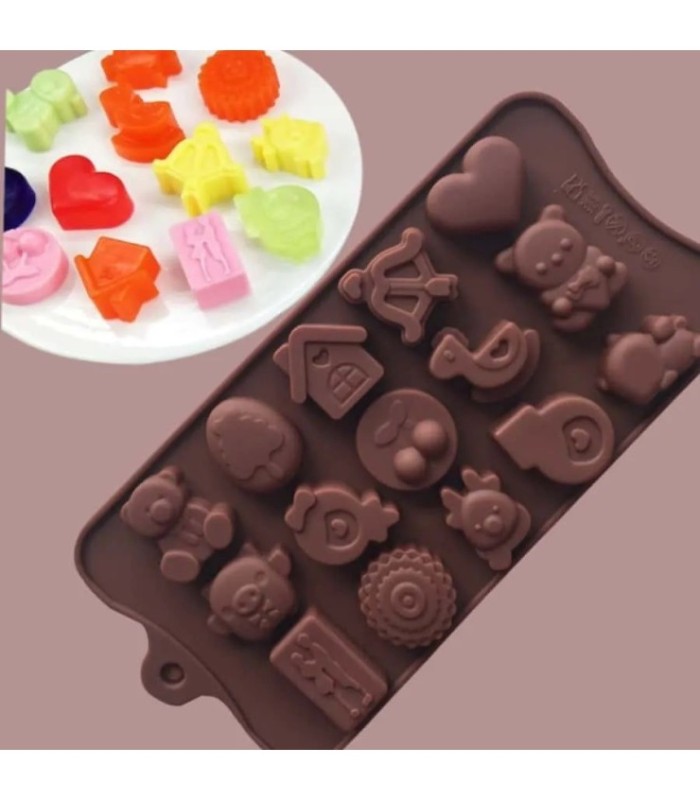 MOLDE SILICONA CHOCOLATE 15 MOLDE SURTIDO 21x10