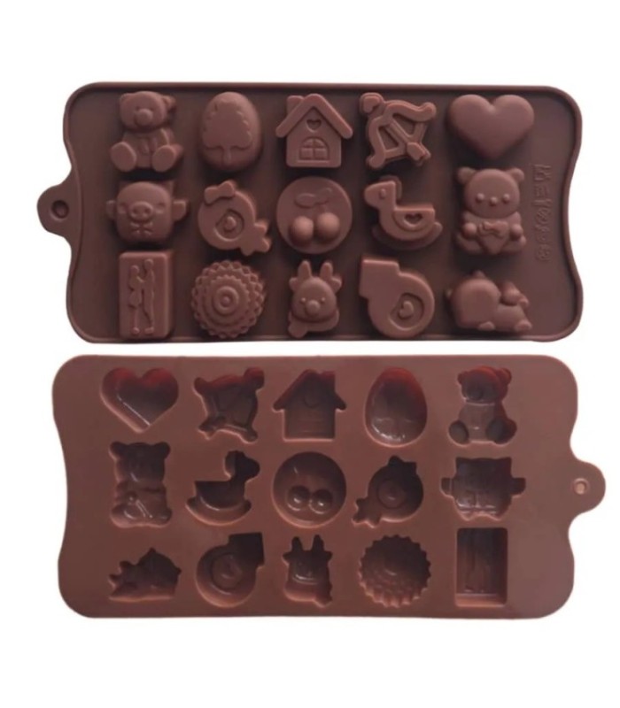 MOLDE SILICONA CHOCOLATE 15 MOLDE SURTIDO 21x10