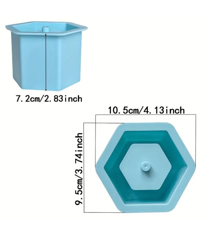 MOLDE SILICONA MACETA HEXAGONAL 7x10CM