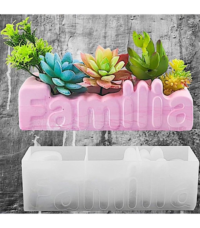 Molde silicona maceta familia 3 divisiones 19x6.5c