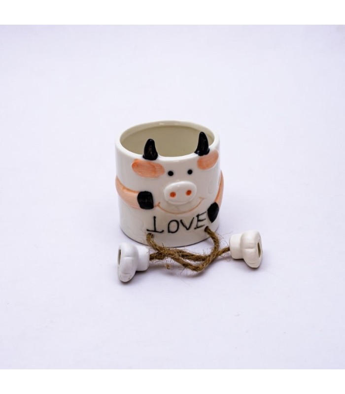 Maceta diseño de vaca con patitas 7.7x8cm