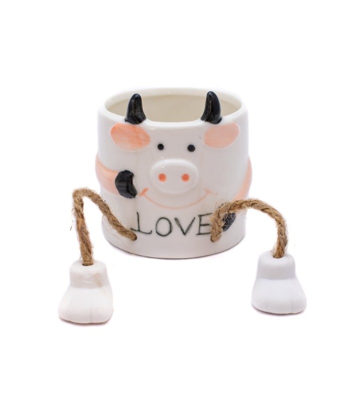 Maceta diseño de vaca con patitas 7.7x8cm