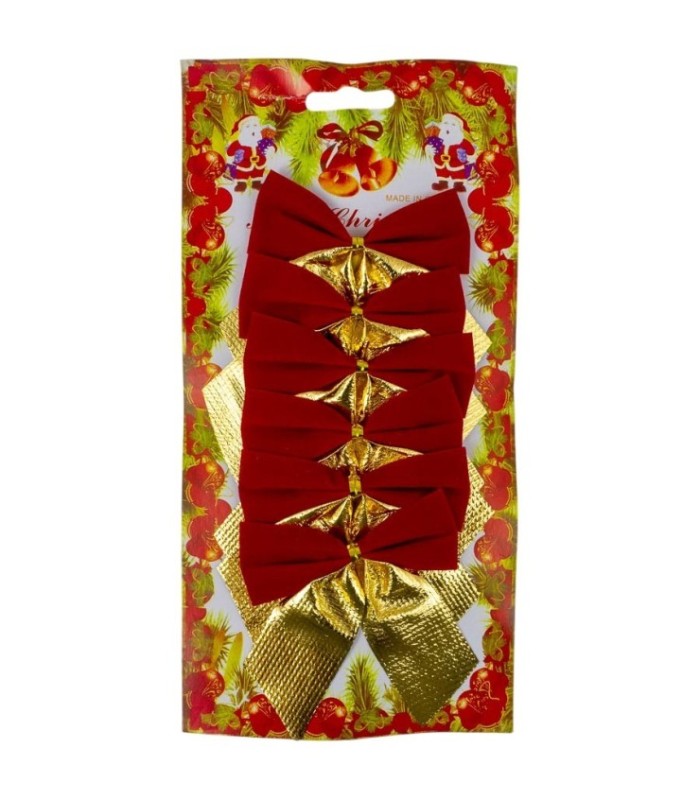 MOÑO NAV ROJO CON DORADO 6PCS