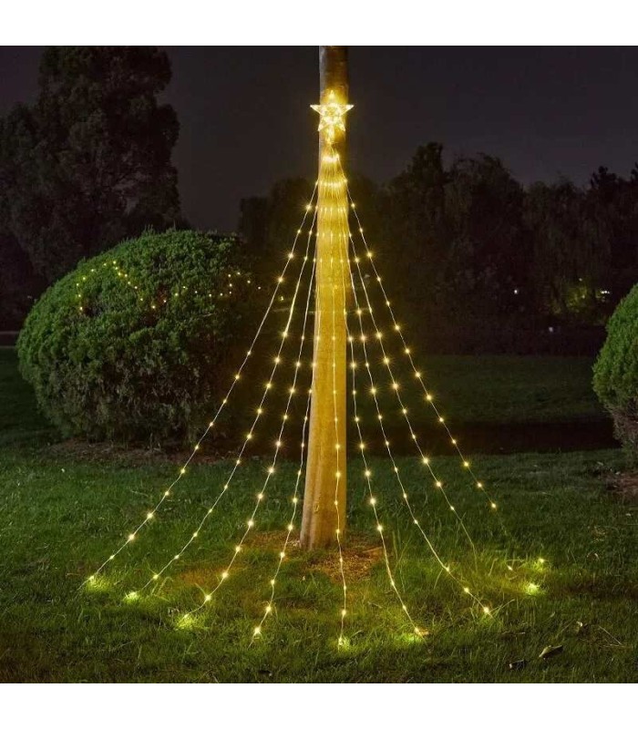 Luz de navidad 9 tira con estrella amarilla 2m