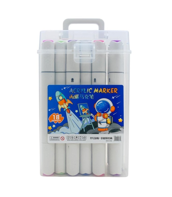 Pincel acrílico doble punta18 piezas