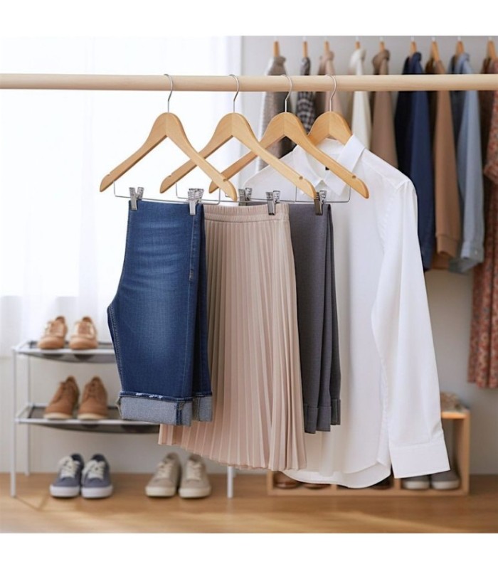 Percha de madera con pinzas 3 piezas 34cm