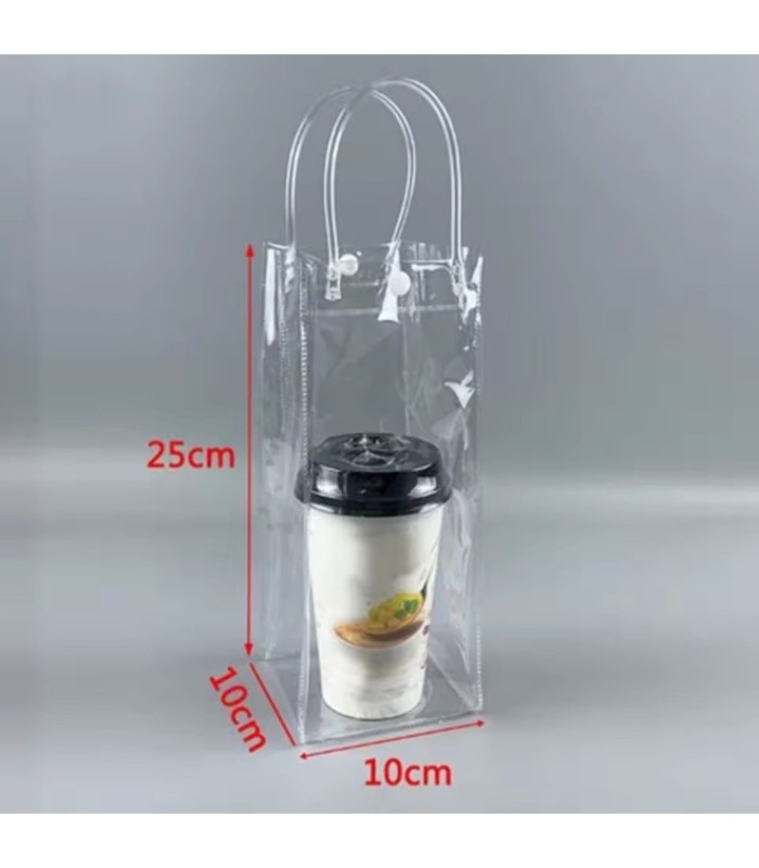 BOLSO TRANSPARENTE CON BOTON 25x10x10CM