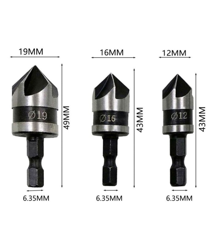 MECHA AVELLANADORA 3PC HEX FILOS BISELADO