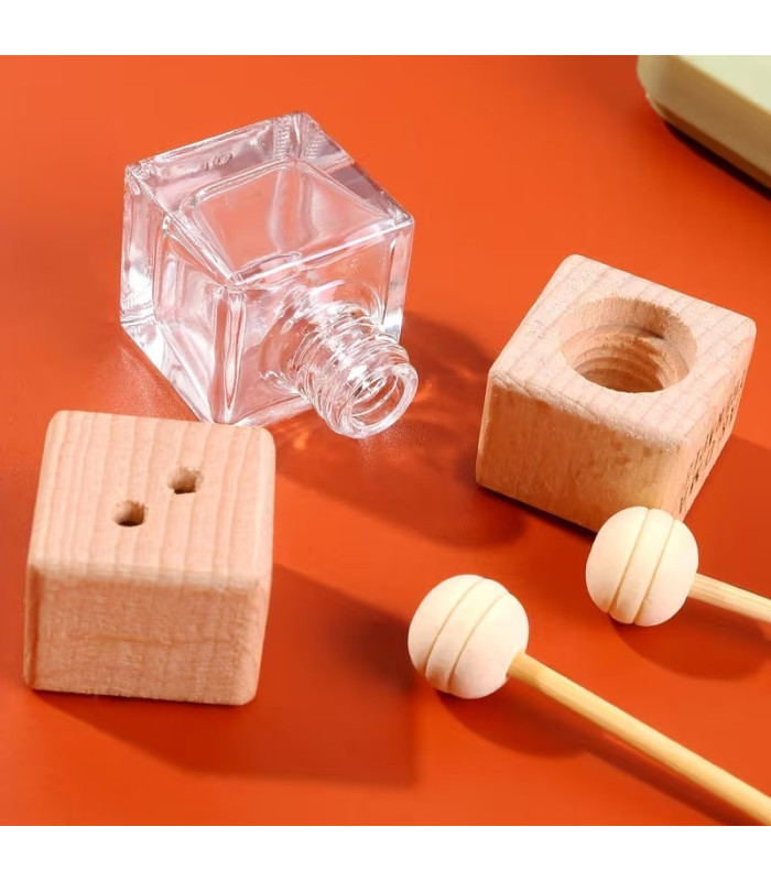 FRASCO CUADRADO PARA AROMA CON ACCESORIOS