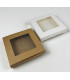 CAJA CON VISOR MARRON Y BLANCO 27x27x4.5CM 12PCS