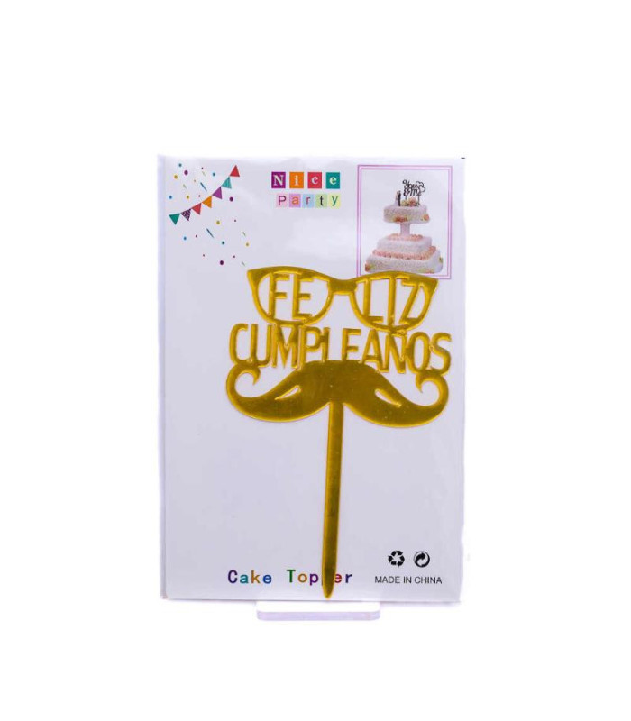 Centro de torta acrílico diseños feliz cumpleaños 