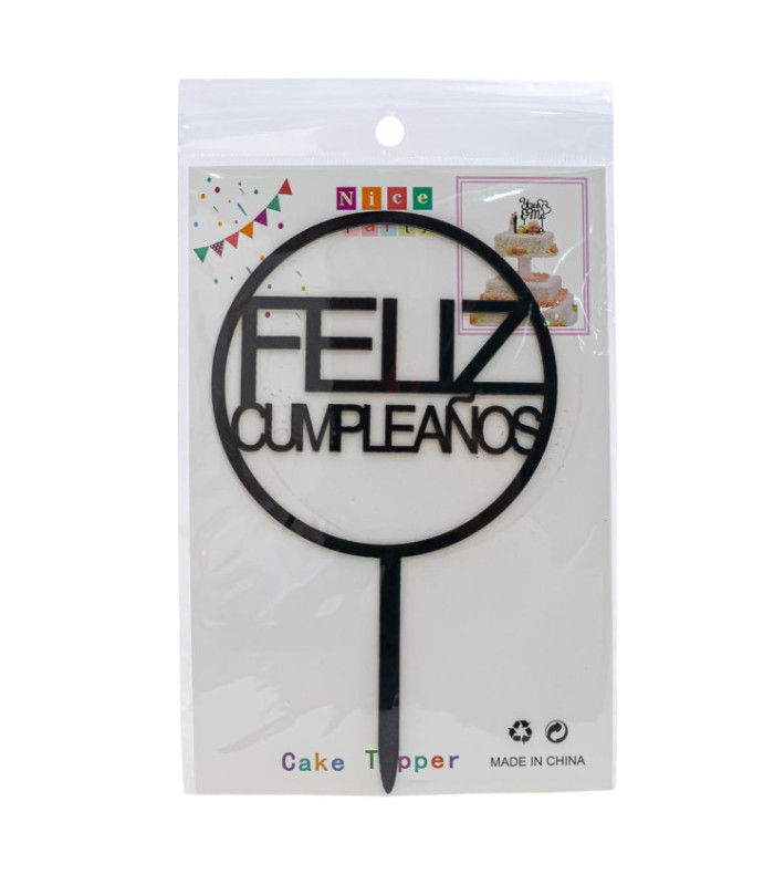 Centro de torta acrílico diseños feliz cumpleaños 