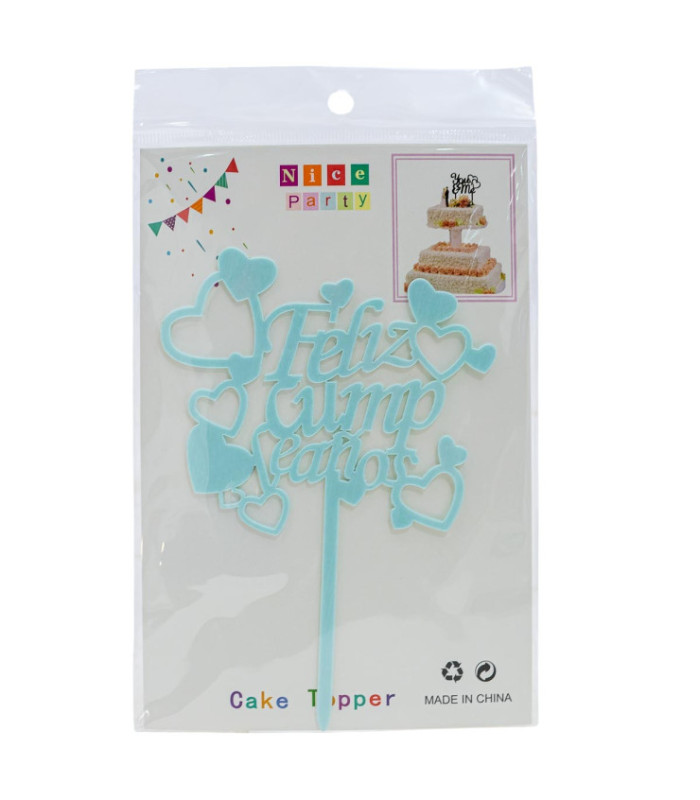 Centro de torta acrílico diseños feliz cumpleaños 