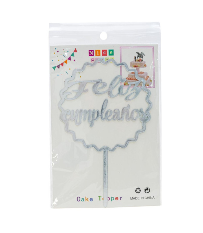 Centro de torta acrílico diseños feliz cumpleaños 