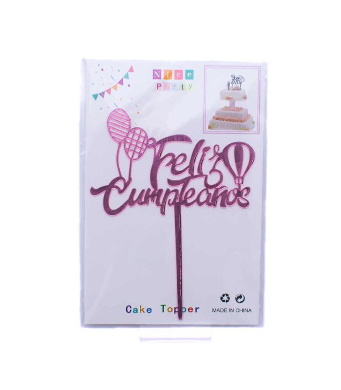 Centro de torta acrílico diseños feliz cumpleaños 