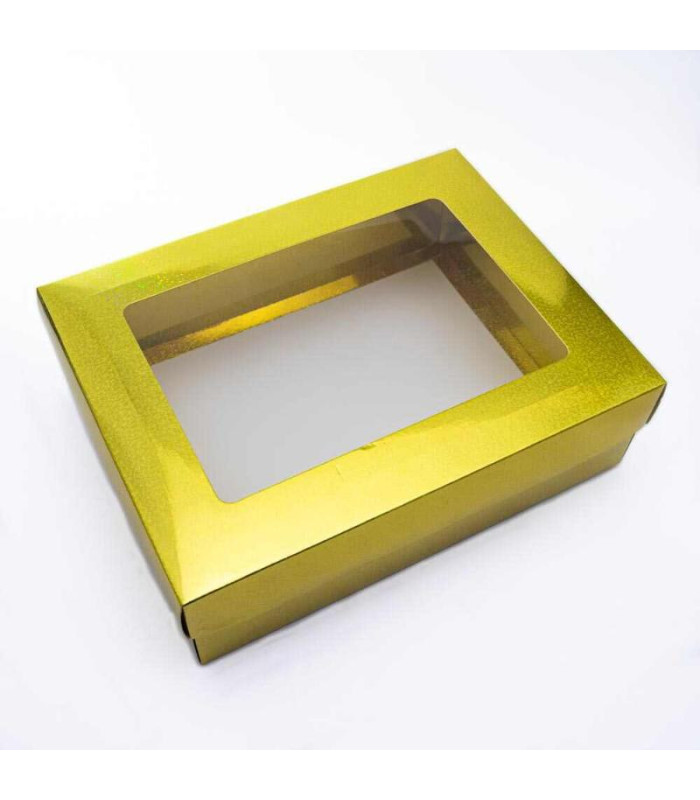 Caja 34x26x10cm con brillo dorado 12 piezas
