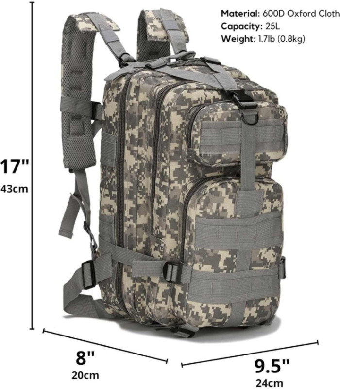 MOCHILA TACTICO CAMUFLADO 50x28CM