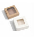 CAJA CON VISOR BLANCO MARRON 13x13x4CM 12PC