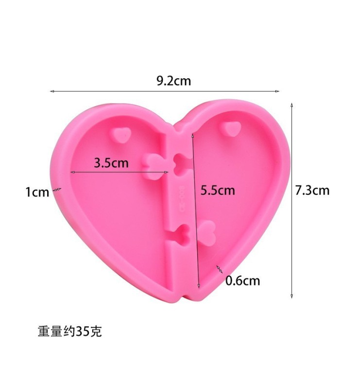 Molde de silicona corazon partido 9.2x7.3cm