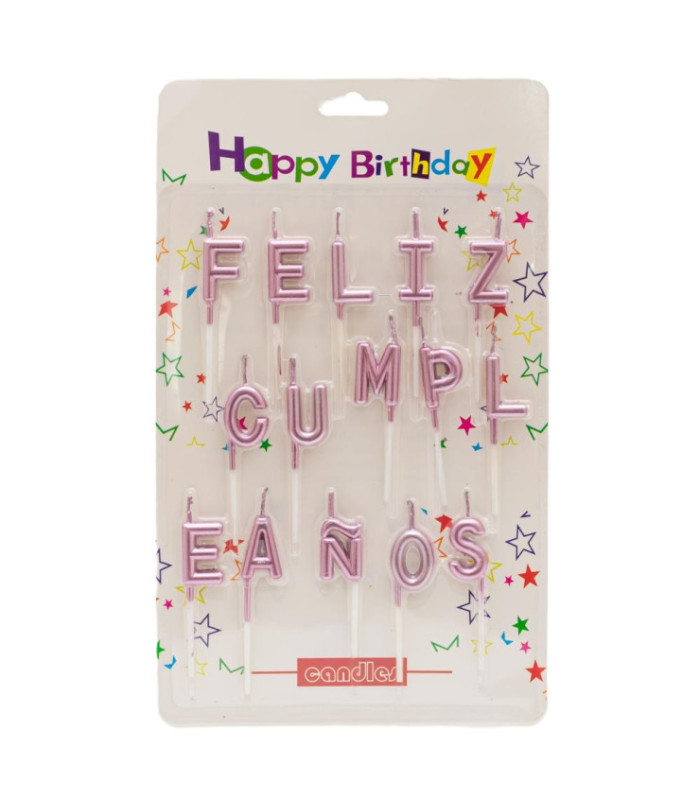 Vela feliz cumpleaños letras separadas