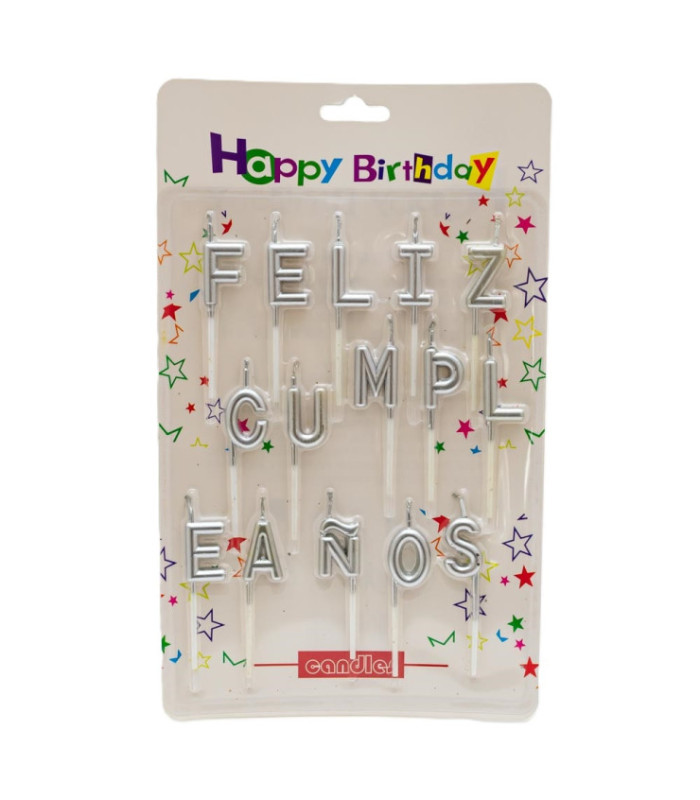 Vela feliz cumpleaños letras separadas