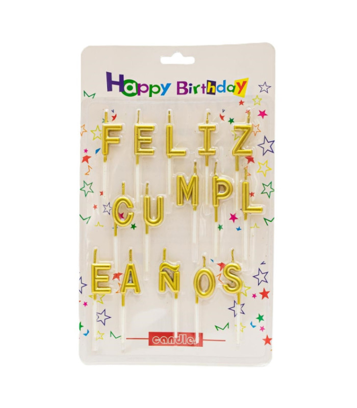Vela feliz cumpleaños letras separadas