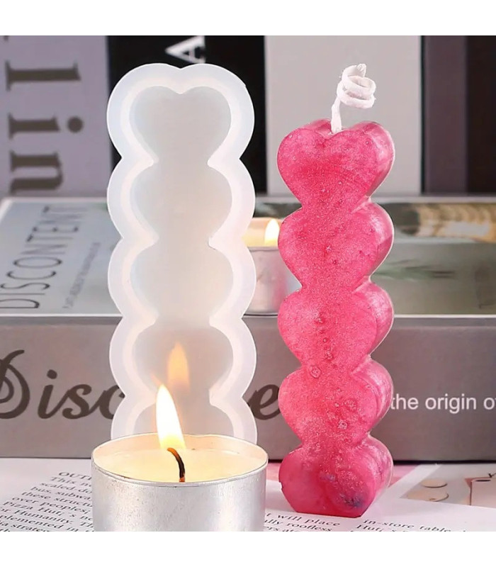 Molde de silicona 5 corazones 32x95mm