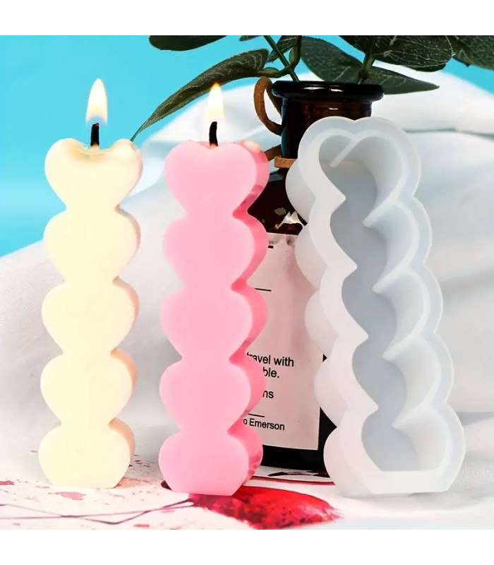 Molde de silicona 5 corazones 32x95mm