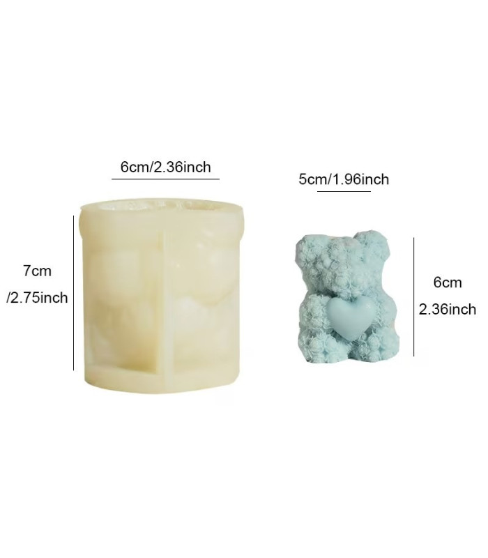 Molde de silicona oso con corazón 6.8x5.9cm