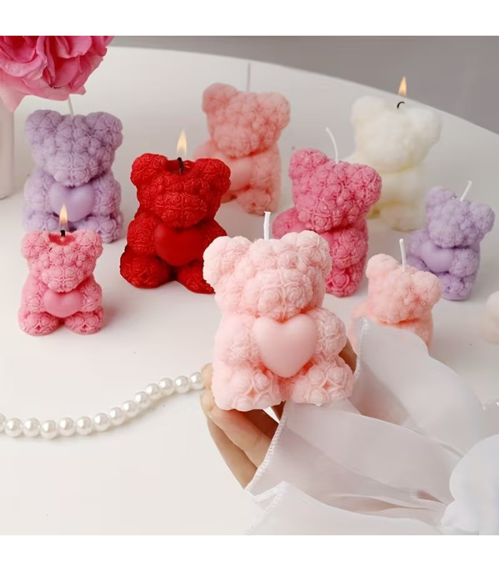 Molde de silicona oso con corazón 6.8x5.9cm