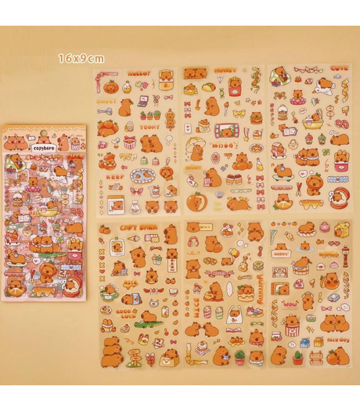 STICKER DE CAPYBARA 4 HOJAS SZ-427