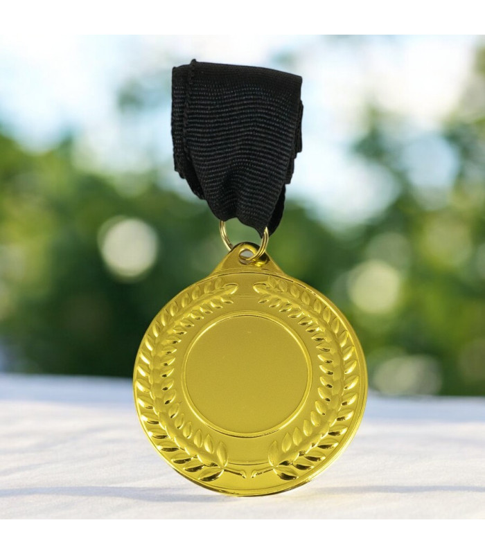 MEDALLA METALICA HOJA 5CM ORO