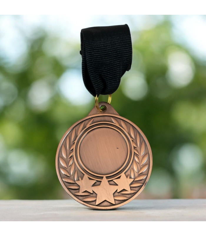 MEDALLA METALICA HOJA  ESTRELLA 5CM BRONCE