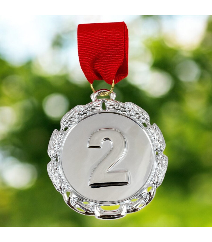 MEDALLA METALICA 6.5CM PUESTO 2 PLATA