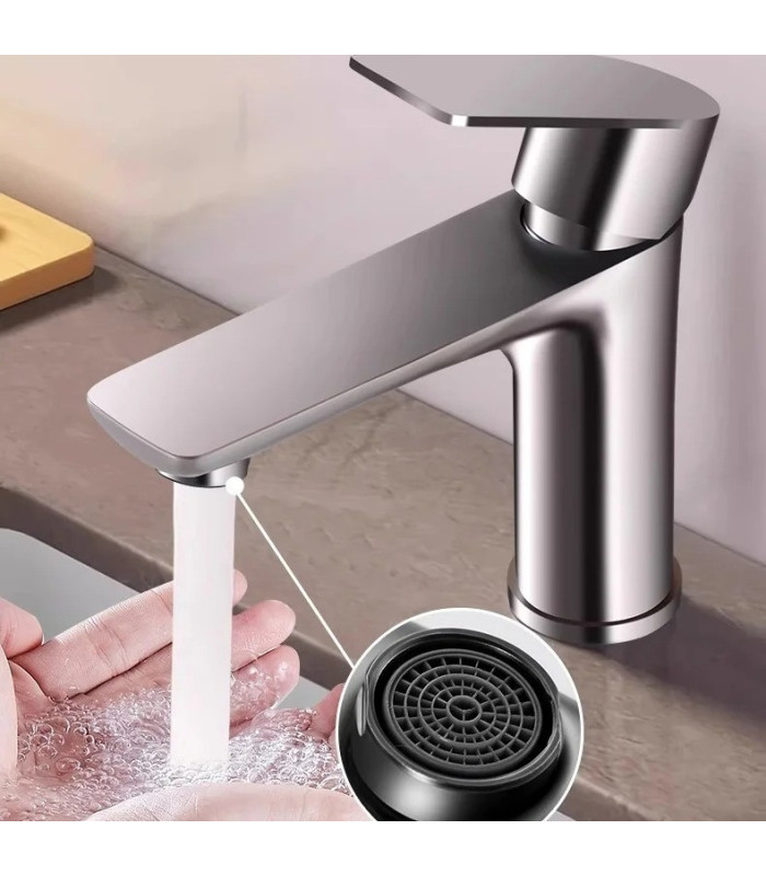 GRIFO MEZCLADOR MONOCOMANDO W-28 GRIS TESO